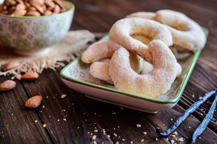 Traditional vanilla crescent biscuits